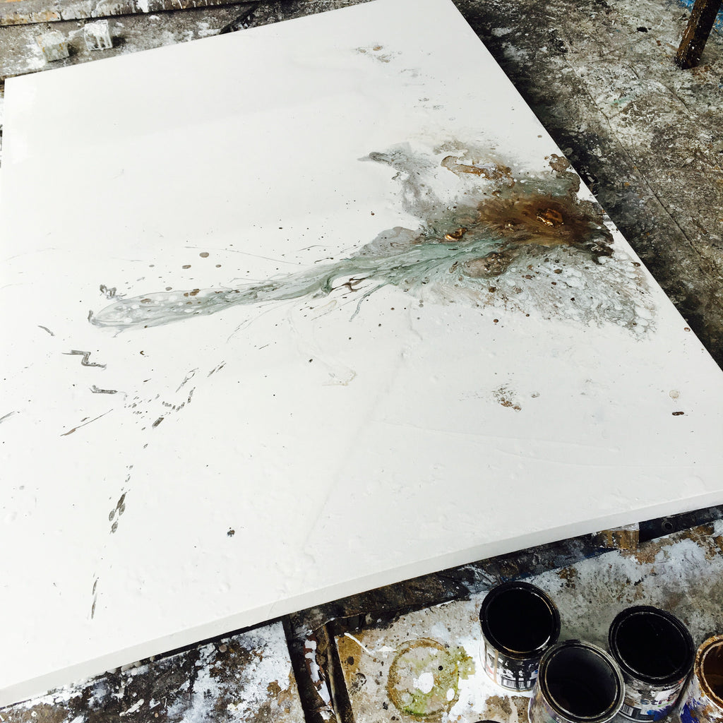 Working on a commissioned painting